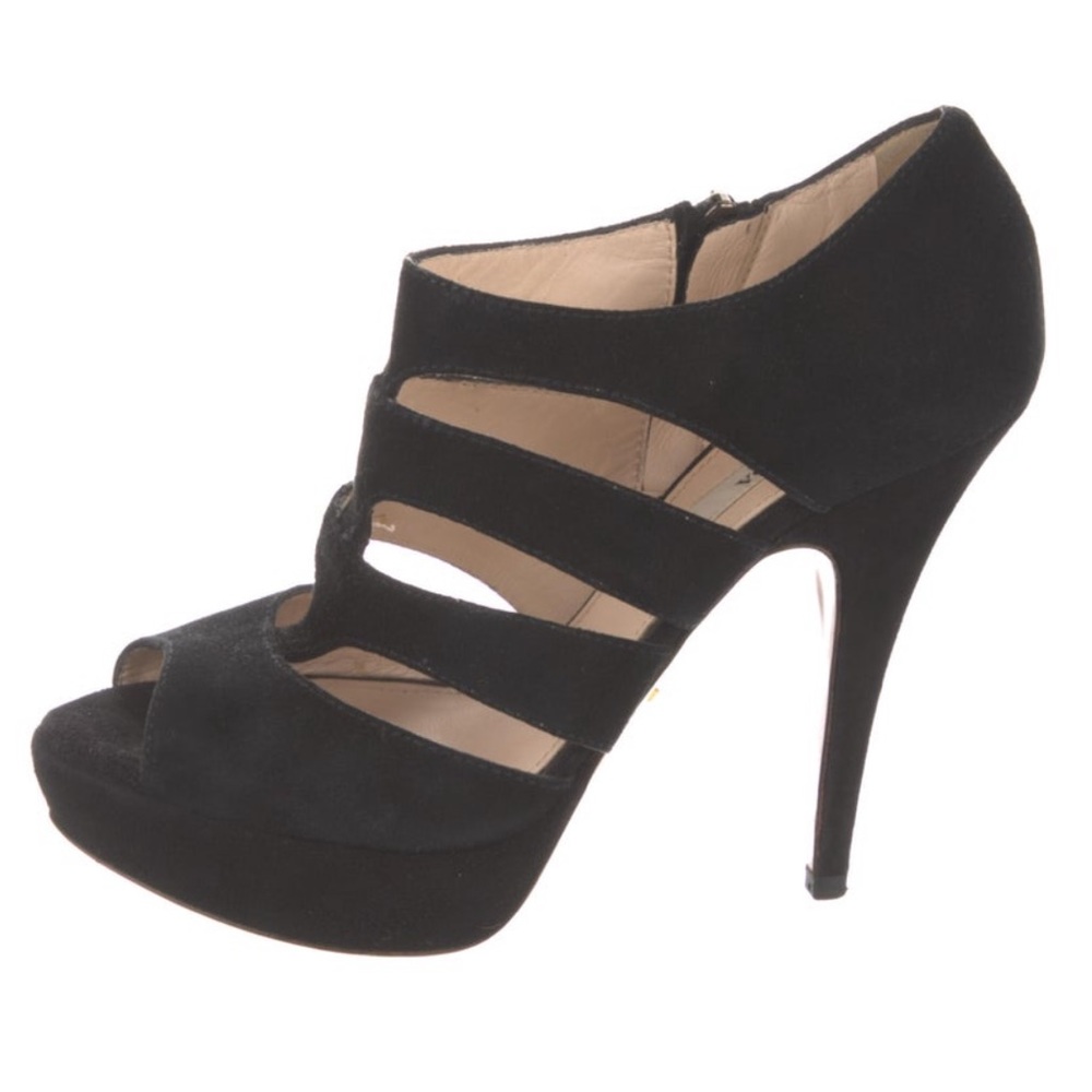 Prada Suede Gladiator Heeled Sandals. Size 6.5/IT 36.5 Black.Very Good Condition